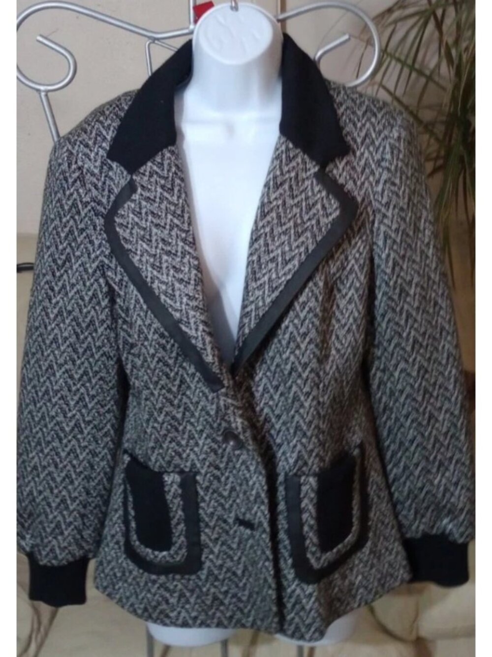 DEBBIE SHUCHAT Jacket  Black & White Pattern Women’s Size Medium